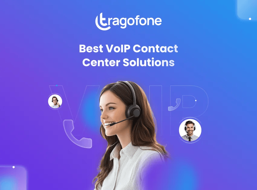 Woman making a VoIP call using headsets