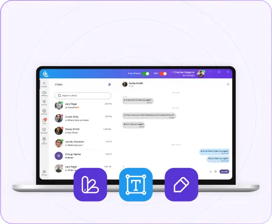 Softphone app UI in a desktop screen