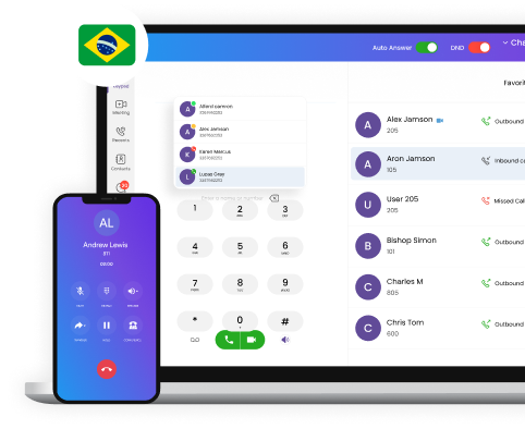 UI of Tragofone softphone for Brazilian Businesses