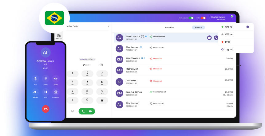 Softphone UI on mobile and desktop